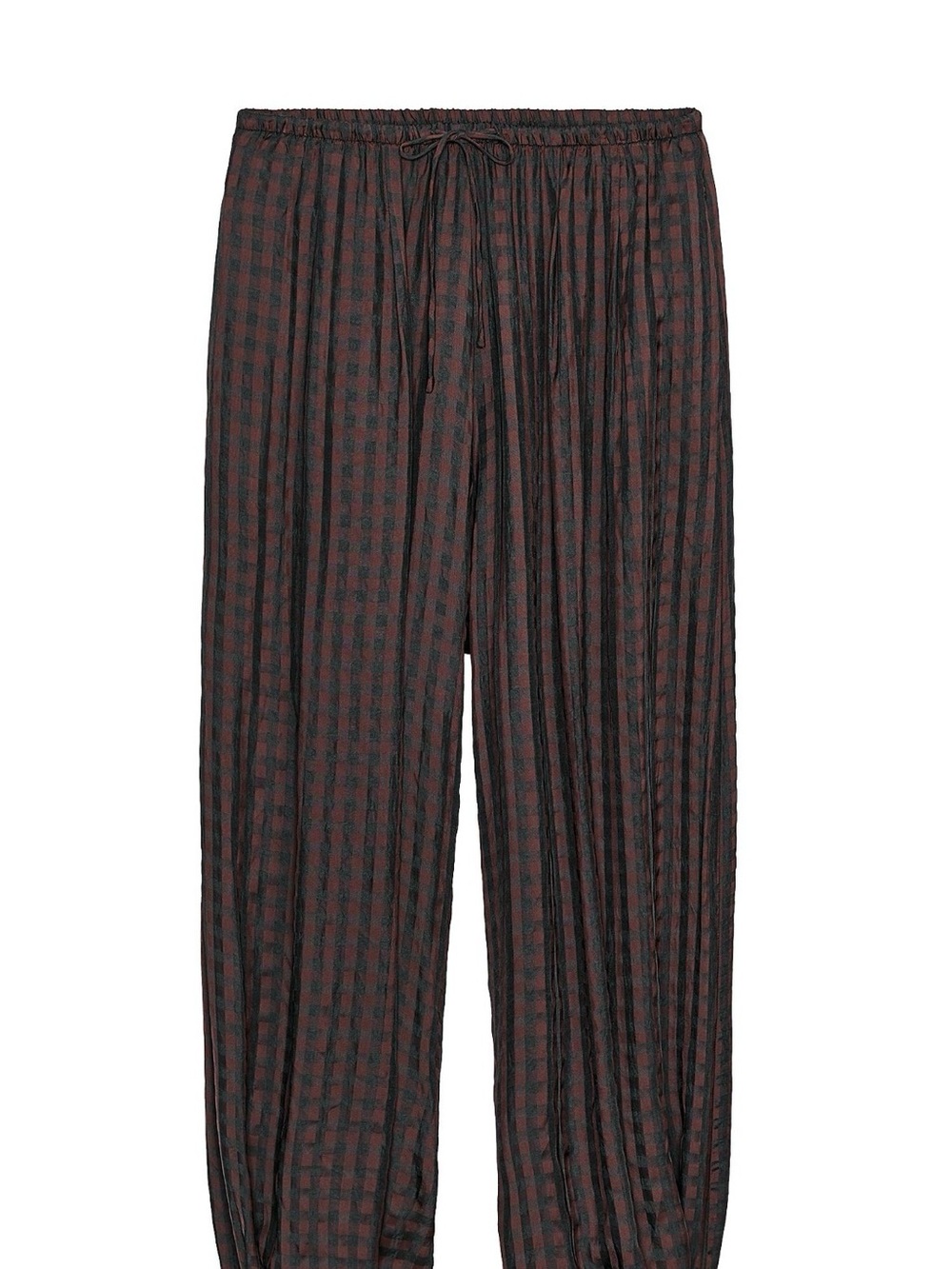 Zara Gingham Bloomer Pants, Dark Burgundy, Size M